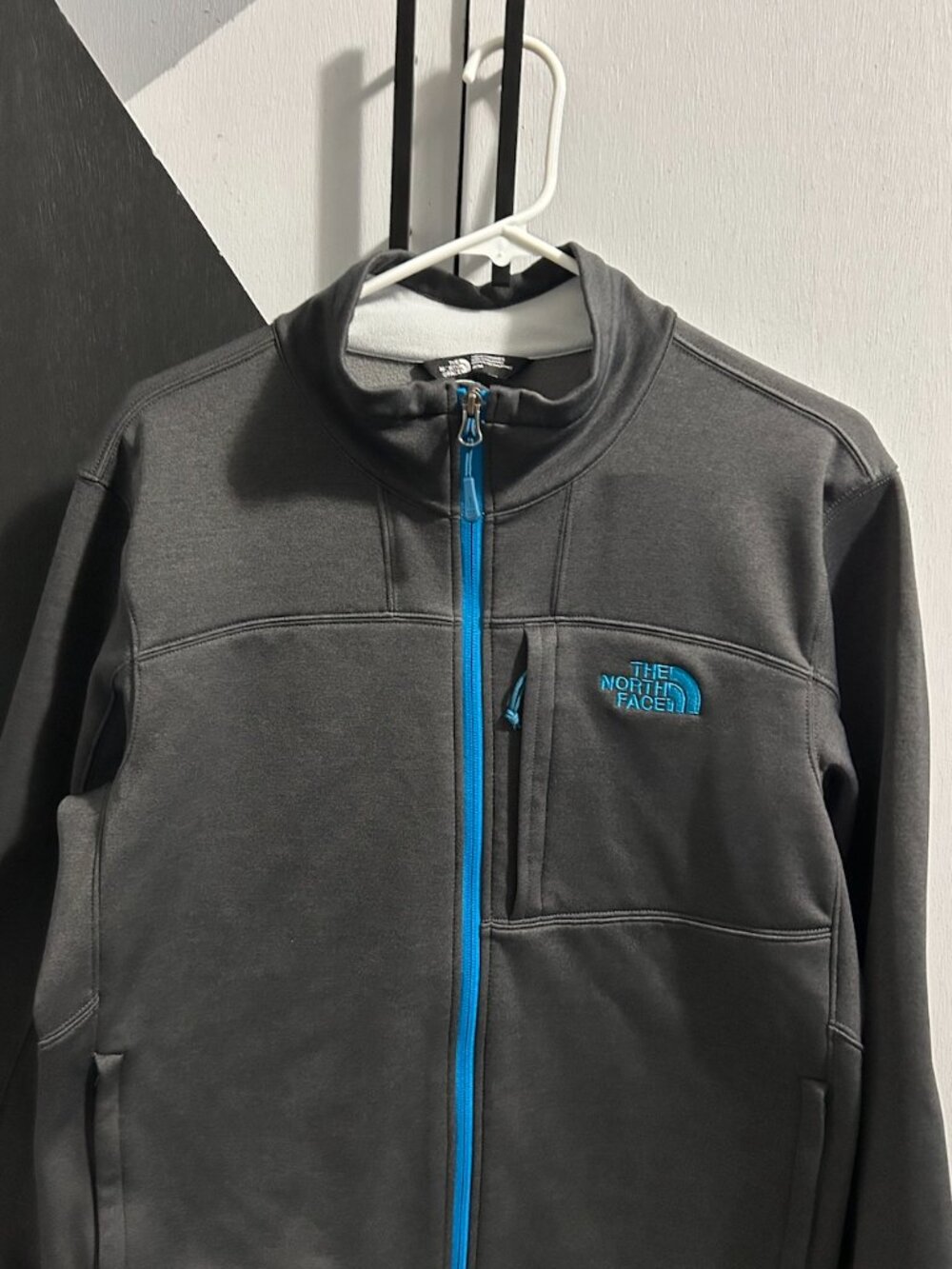 The North Face Gray/Teal Blue Full-Zip Sweatshirt Jacket Outdoor Men's M